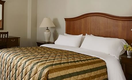 Deluxe bed with wooden headboard